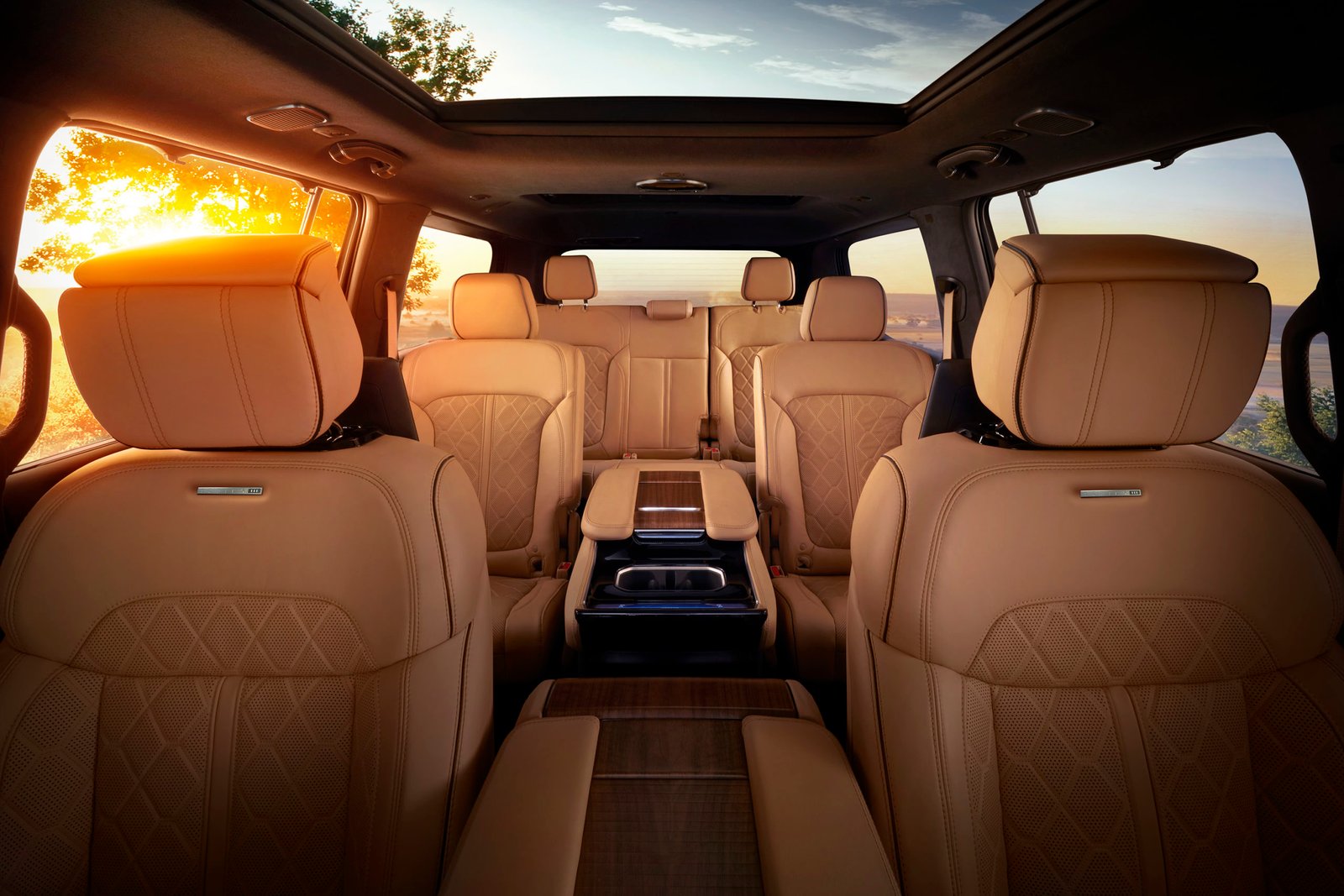 All-new 2022 Grand Wagoneer features hand-wrapped, quilited Palermo leather seats in all three rows.