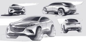 EQS SUV Designskizze // EQS SUV design sketch