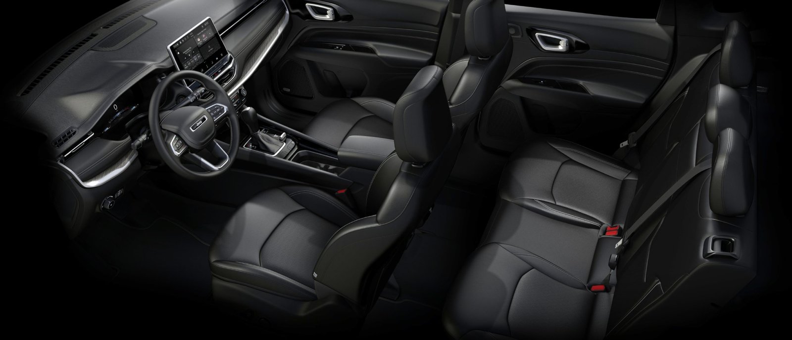 2022 Jeep® Compass High Altitude spacious, modern interior with premium leather-trimmed seats.
